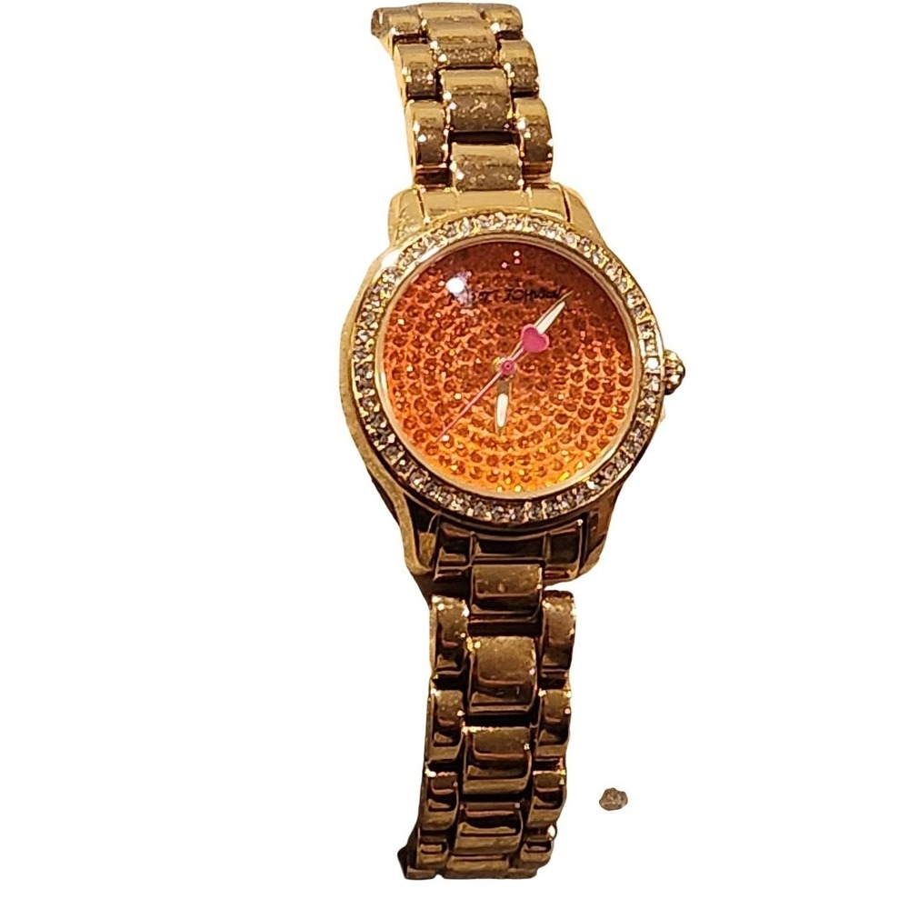 Betsey Johnson Orange Crush Womens Watch‎ Gold Bracelet Orange Dial BJ00272-12